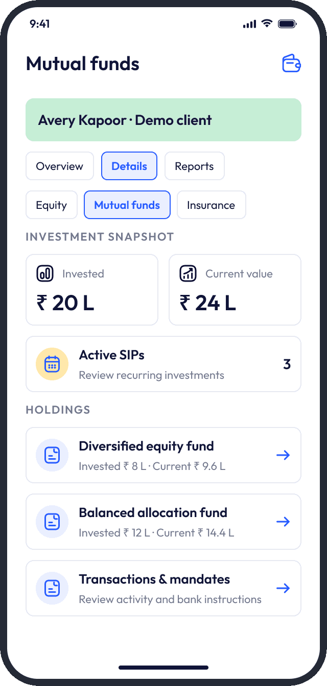 Mutual funds detail screen