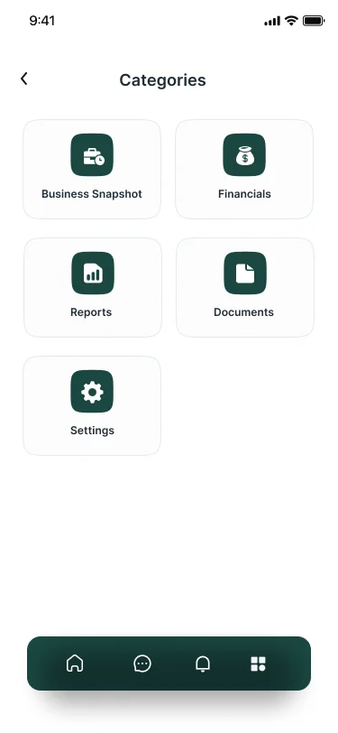 Kitaab mobile Categories screen