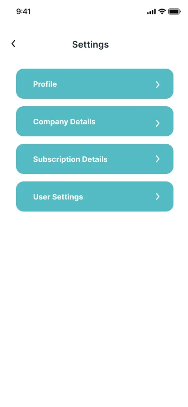 Kitaab mobile Settings screen