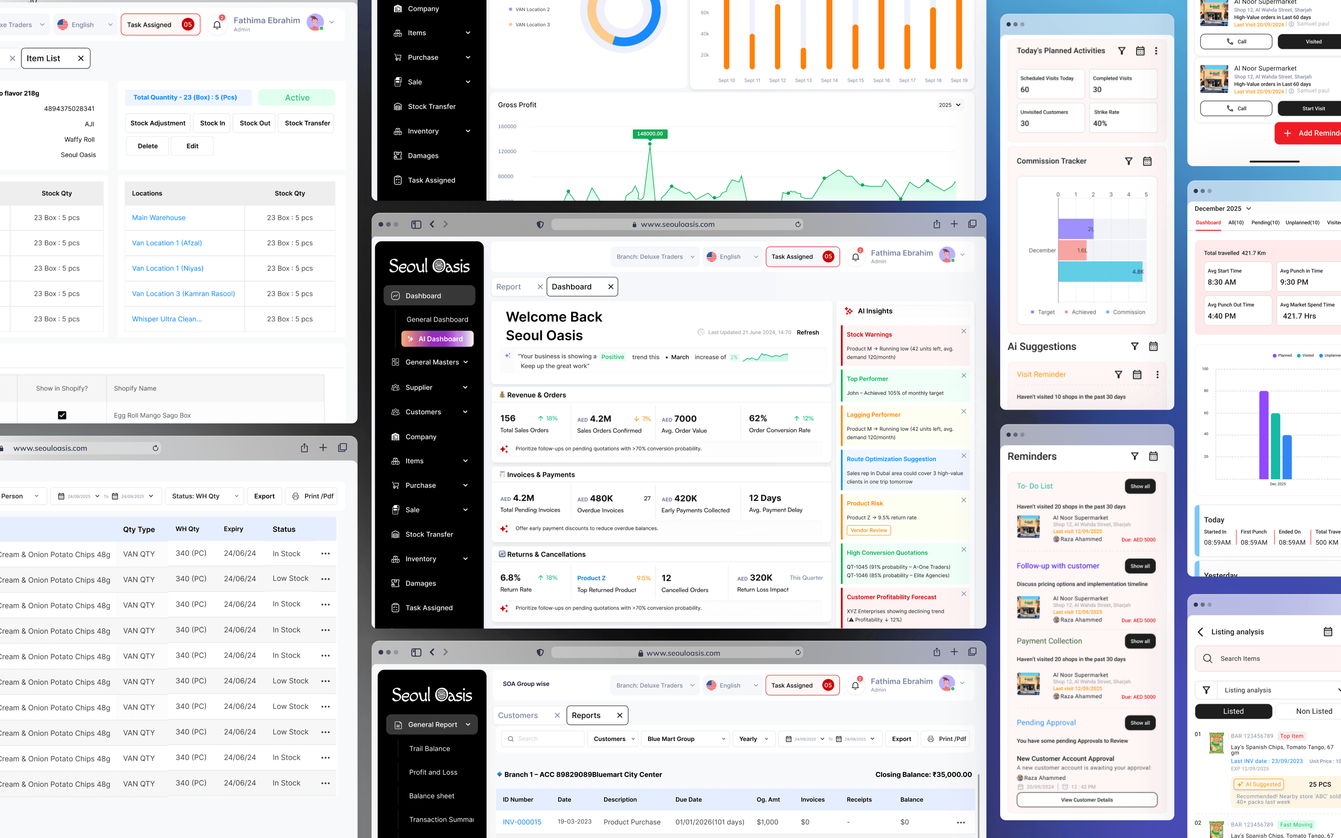 ERP and SFA screens
