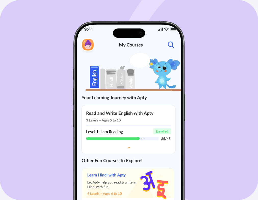 AptyRead My Courses screen on a phone