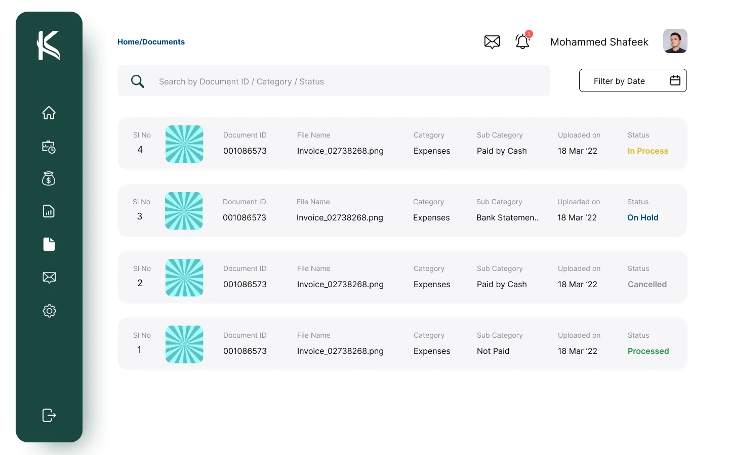 Kitaab Documents screen